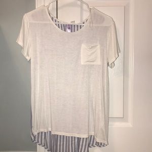 striped blue and white back blouse